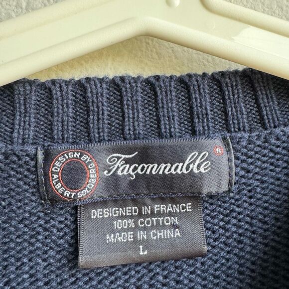 Vintage Unisex Knit France Oversized Preppy Grandpa Boat Como Size Large Cotton - Picture 4 of 6